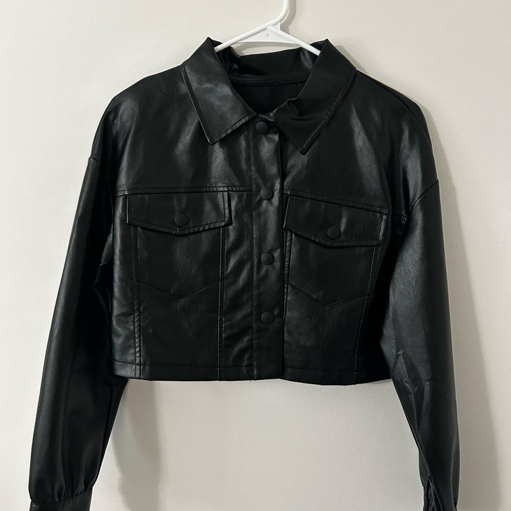 Black Button-Up Leather Jacket